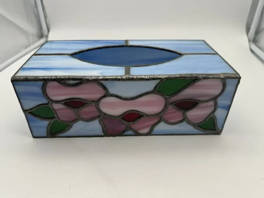 Stained Glass Tiffany Style Tissue Box Cover Decorative Decor Read